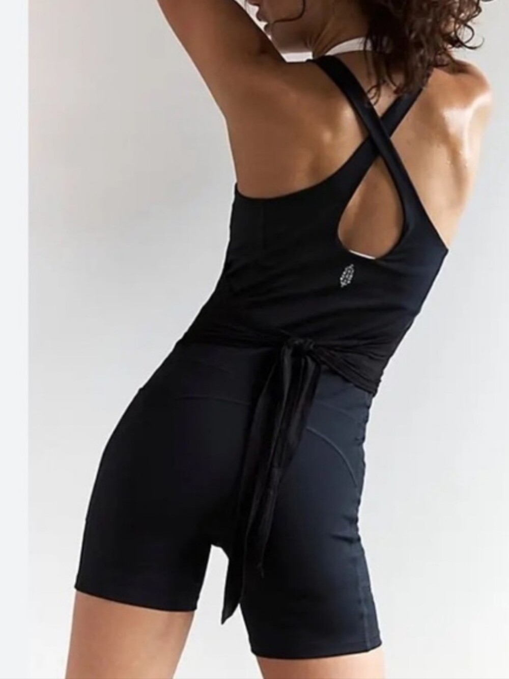 Nwot FREE PEOPLE FRONT RUNNER ONESIE Romper Black